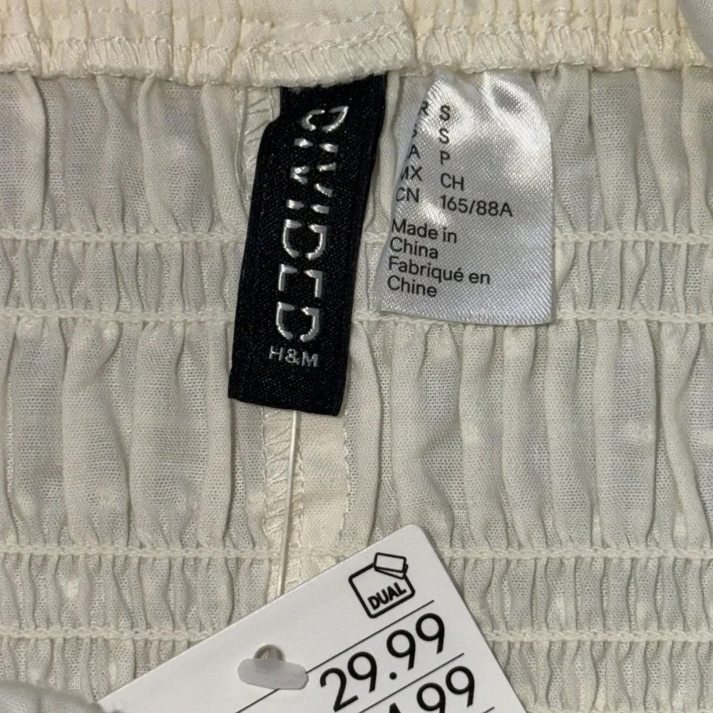 NWT Divided by H&M Smocked Poplin Dress Womens Small Cream Ivory Colorway